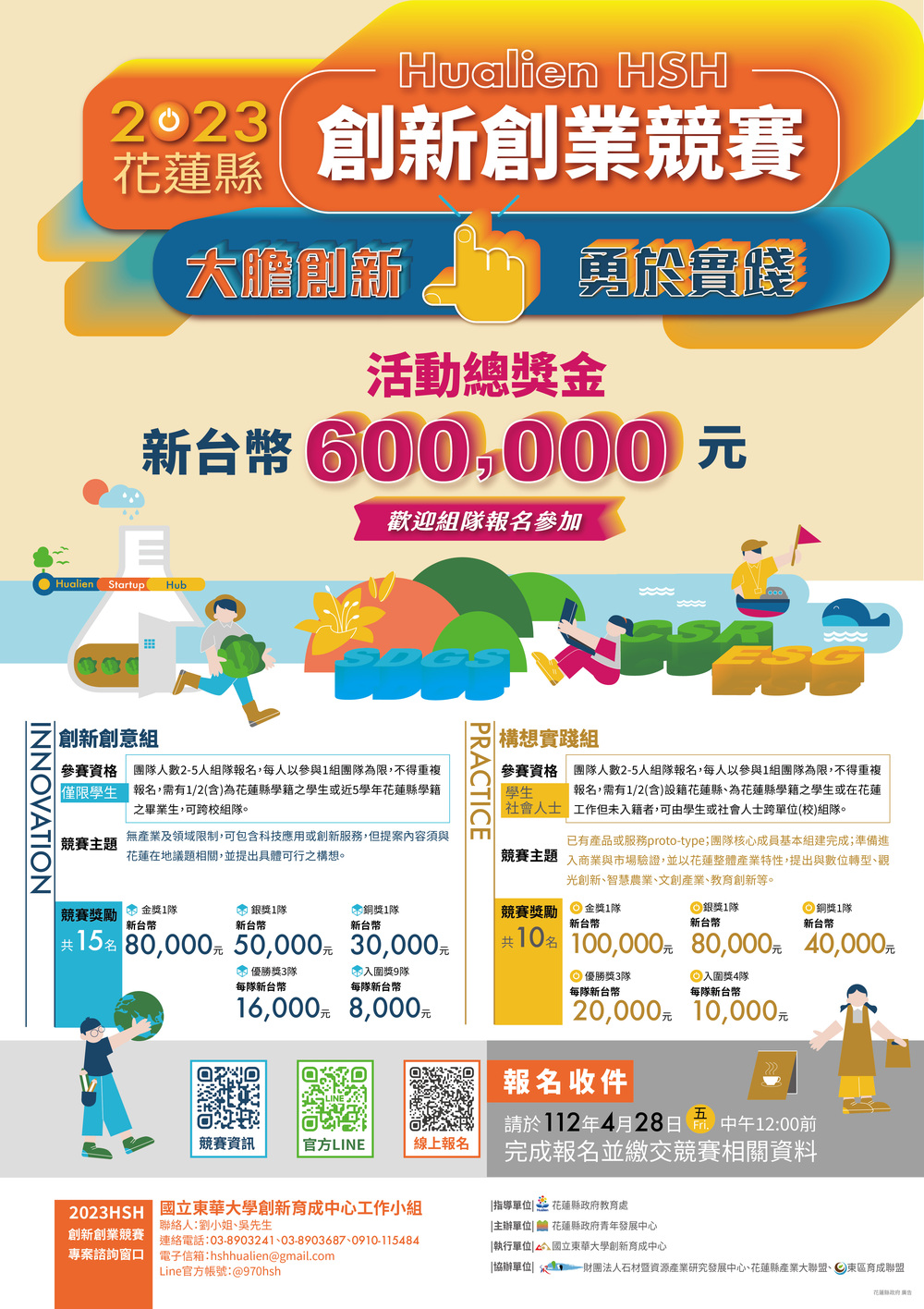 花蓮縣2023HSH創新創業競賽開始徵件