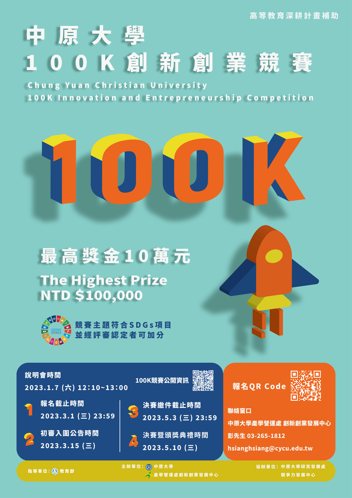中原大學112年度「100K創新創業競賽」活動
