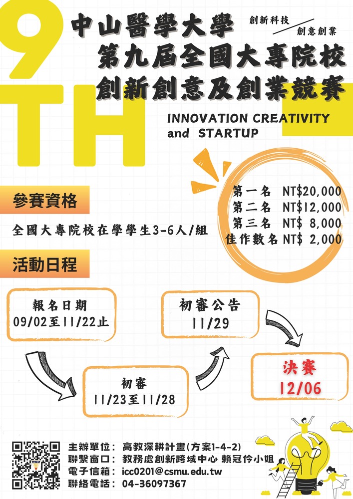 (轉知)中山醫學大學第九屆「全國大專院校創新、創意及創業競賽」活動圖片
