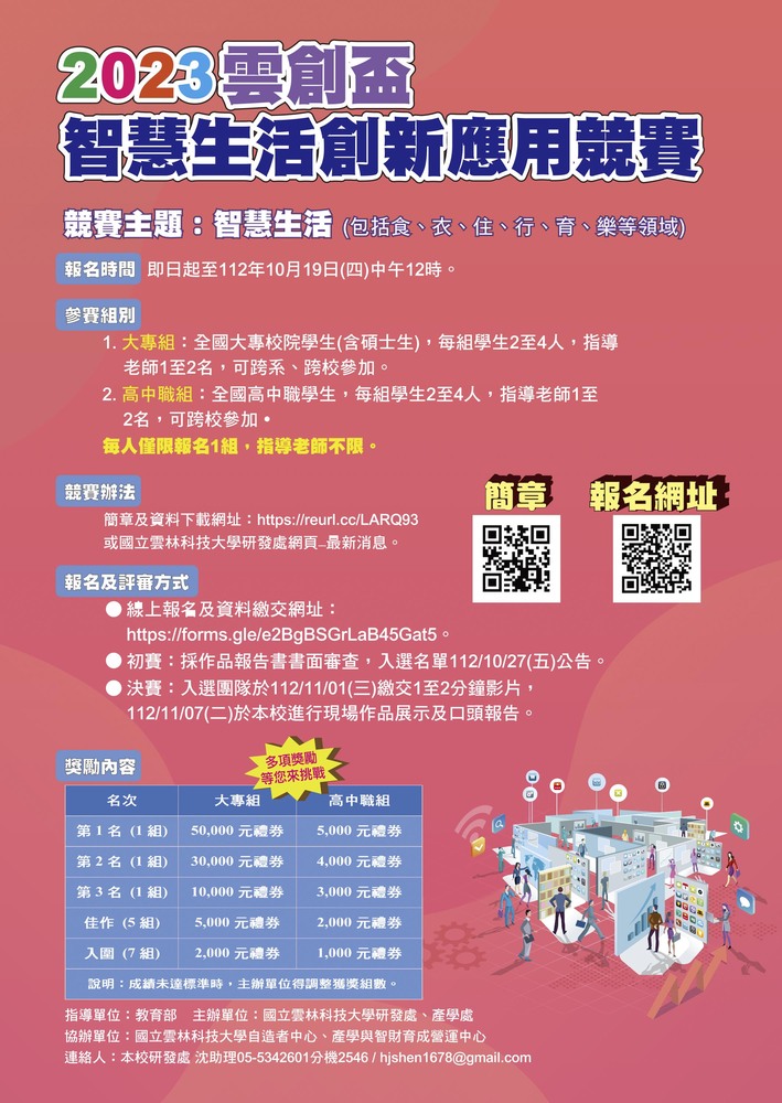 國立雲林科技大學辦理「2023年雲創盃智慧生活創新應用競賽」